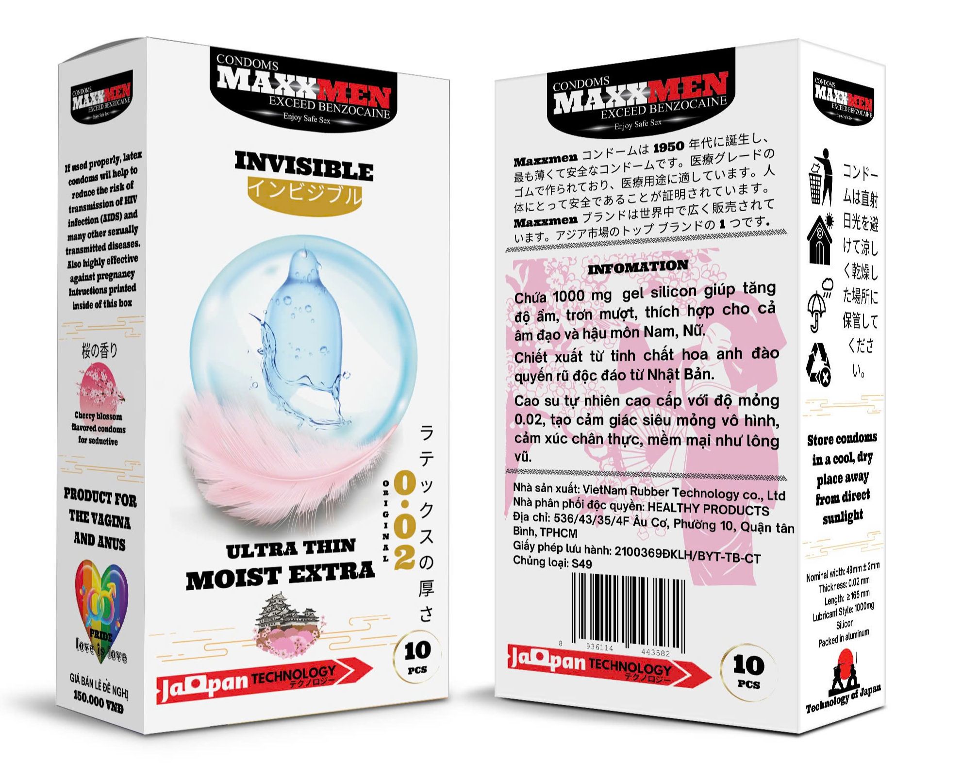 Bao cao su Maxxmen Invisible Ultra Thin Moist Extra 0.02 - Hộp 10 chiếc